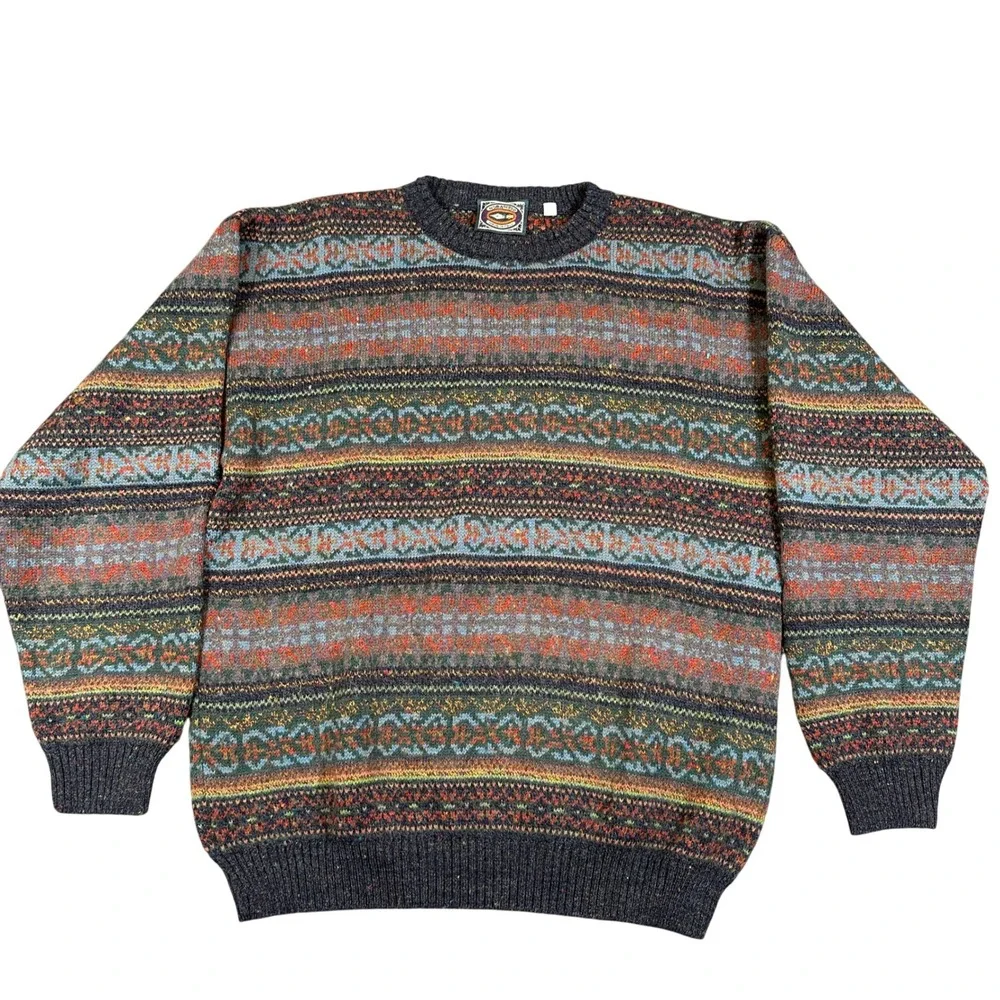 Noba 1950 Mens Fair Isle Crewneck Sweater Made in Italy Multi Color Size M
